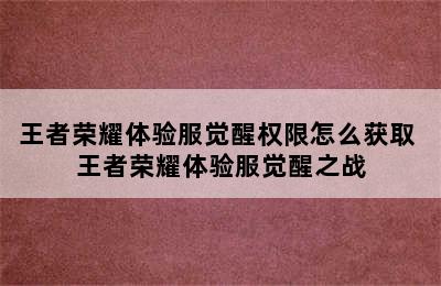 王者荣耀体验服觉醒权限怎么获取 王者荣耀体验服觉醒之战